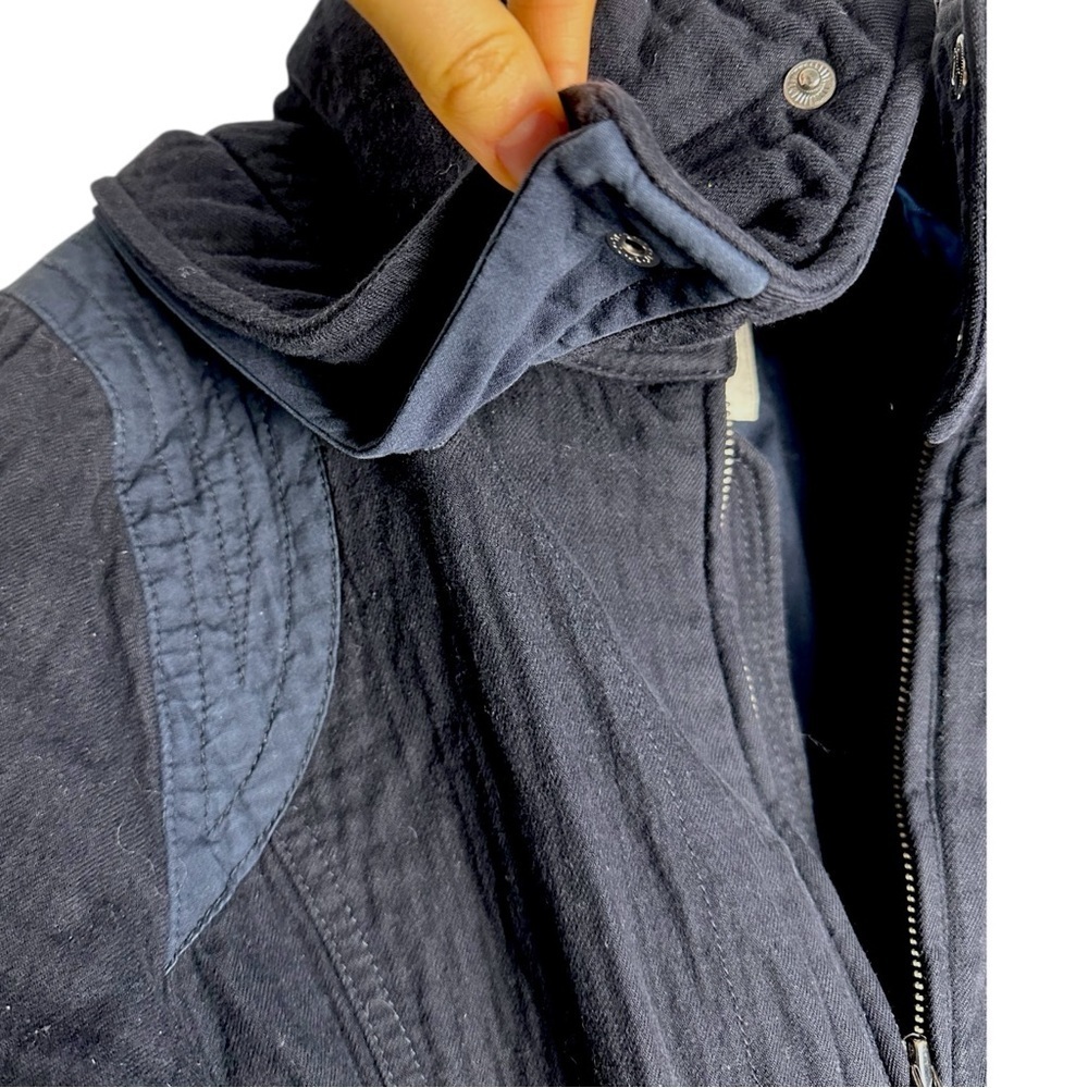 RARE Vintage 90s Diesel women’s moto cotton denim blue quilt parka coat jacket S - Picture 10 of 13